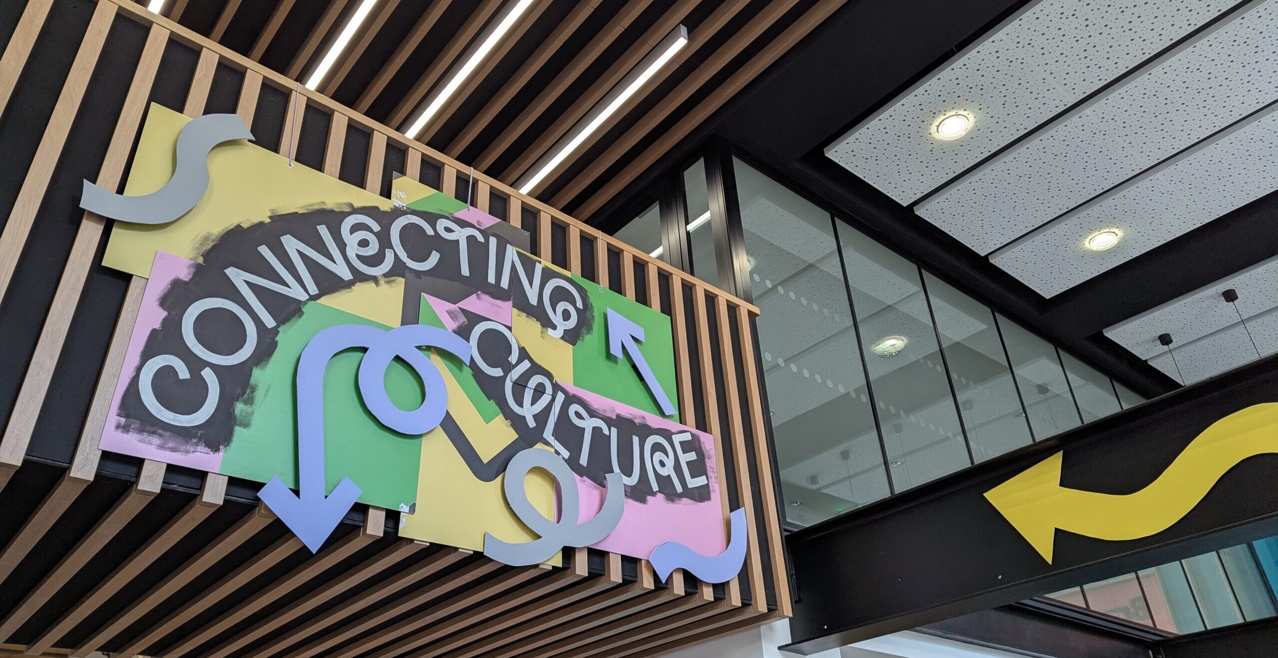 Handmade sign saying Connecting Culture